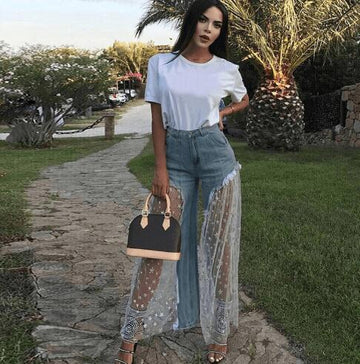 Sexy See Through Sheer Wide Leg Pants