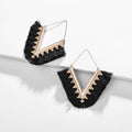 Earring alloy geometric V color Black