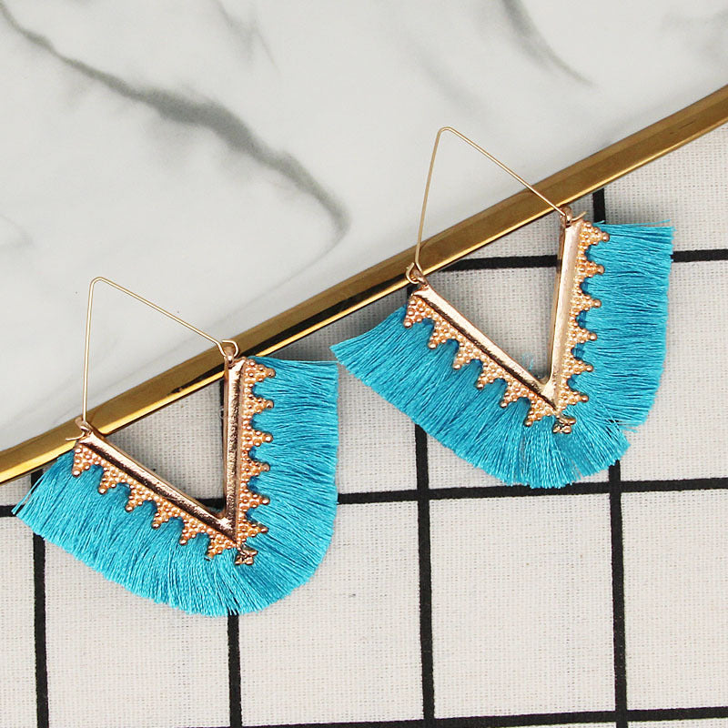 Earring alloy geometric V color Blue