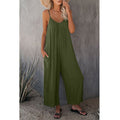 Women's Sleeveless Jumpsuits Romper with Pockets Army green