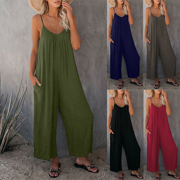 Women's Sleeveless Jumpsuits Romper with Pockets All Colors