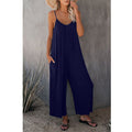 Women's Sleeveless Jumpsuits Romper with Pockets Dark blue