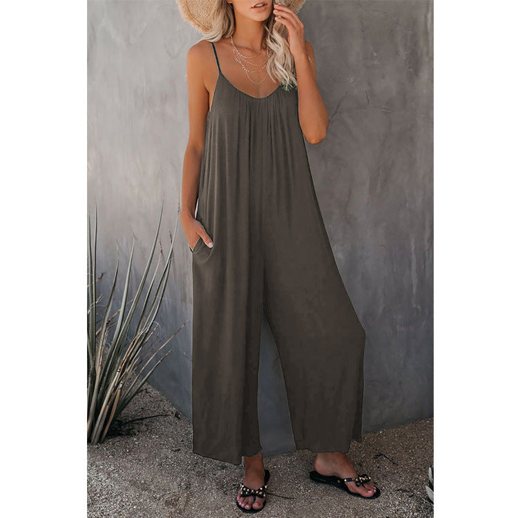 Women's Sleeveless Jumpsuits Romper with Pockets All Colors