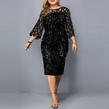 Sequin Plus Size Women's Sexy Night Club Dress