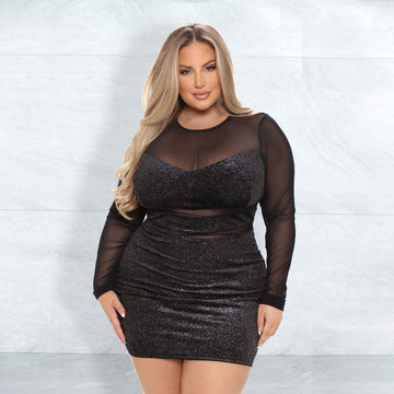 Plus Size Women's Sexy See-through Mesh Stitching Dress