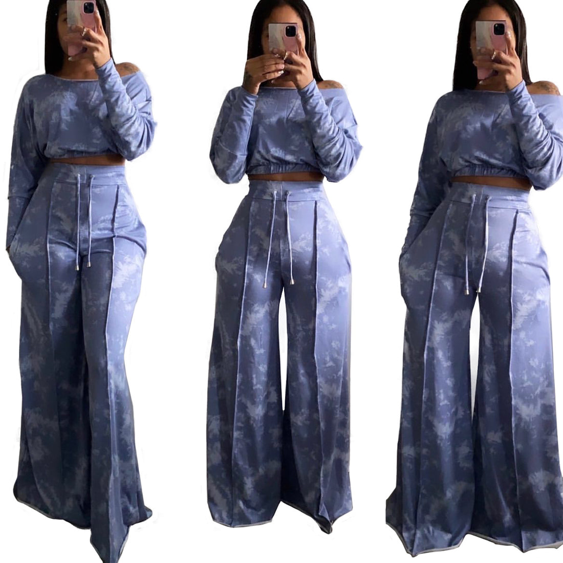 Women's Tie Dye Wide Foot Casual Suit