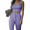 Sling Short Top Trousers Casual Fashion Suit Purple