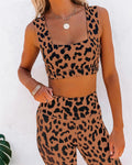 Yoga Leopard Print Women's Suit Brown