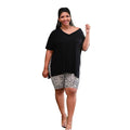 Casual Split T-shirt with Print Shorts Black 1