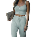 Sling Short Top Trousers Casual Fashion Suit Grey blue